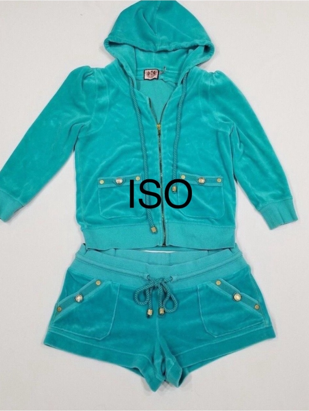 Juicy Couture Teal Velour Hoodie and Short Set